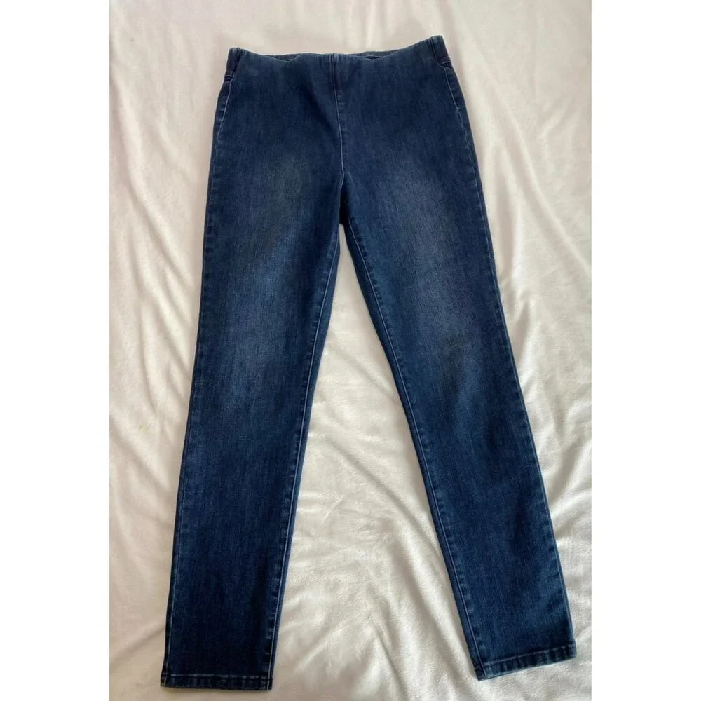 Soft Surroundings Pull-On Cropped Skinny Jeans Tall Medium Tall Blue Denim Elast